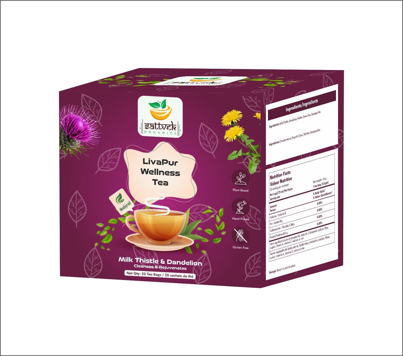 Sattvek Organics LivaPur Wellness Tea - Liver Support & Detox Herbal Blend