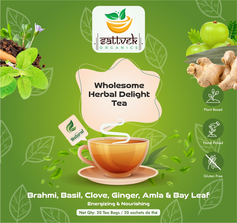 Sattvek Organics Wholesome Herbal Delight Tea - Complete Wellness Herbal  Blend