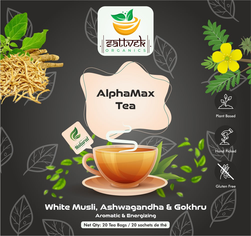 Sattvek Organics AlphaMax Tea - Men's Wellness & Vitality Herbal Blend