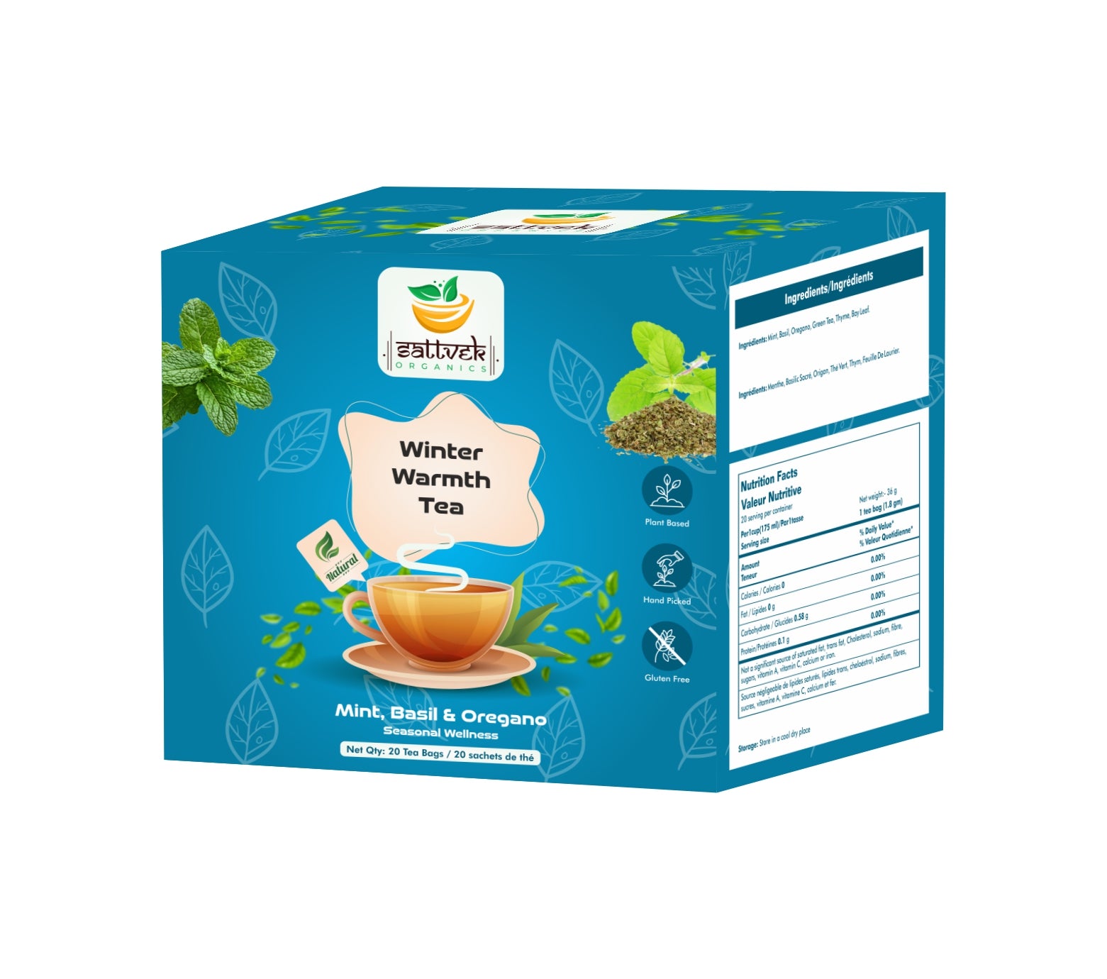Sattvek Organics Winter Warmth Tea - Herbal Blend for Seasonal  Comfort