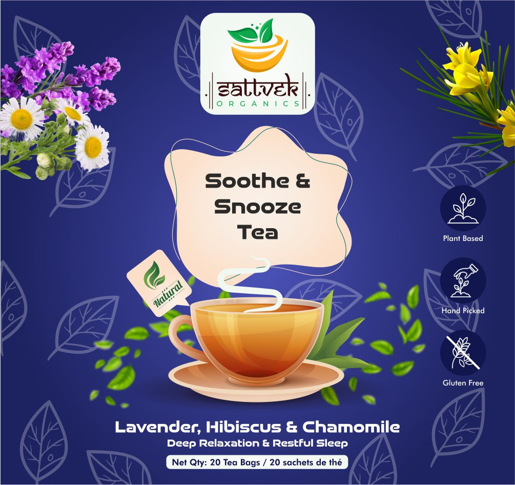 Sattvek Organics Soothe & Snooze Tea - Sleep Support & Relaxation Herbal  Blend