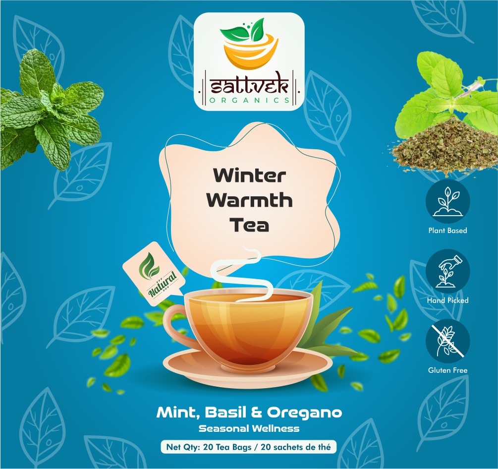 Sattvek Organics Winter Warmth Tea - Herbal Blend for Seasonal  Comfort
