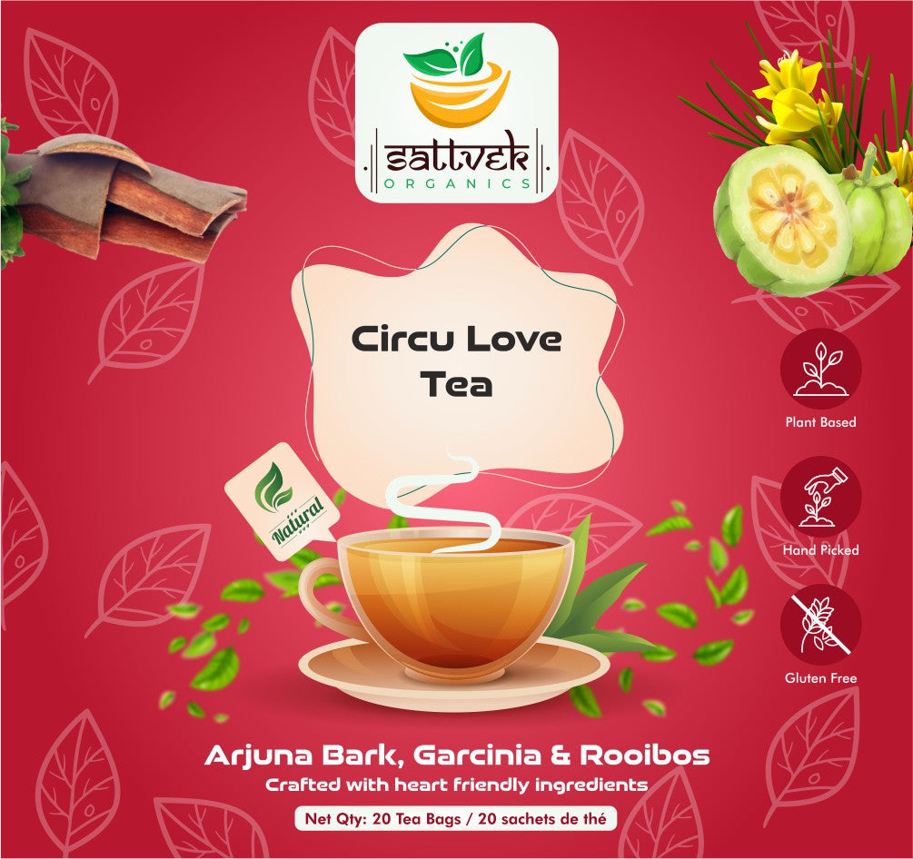 Sattvek Organics CircuLove Tea - Heart Health & Circulation Support Herbal  Blend