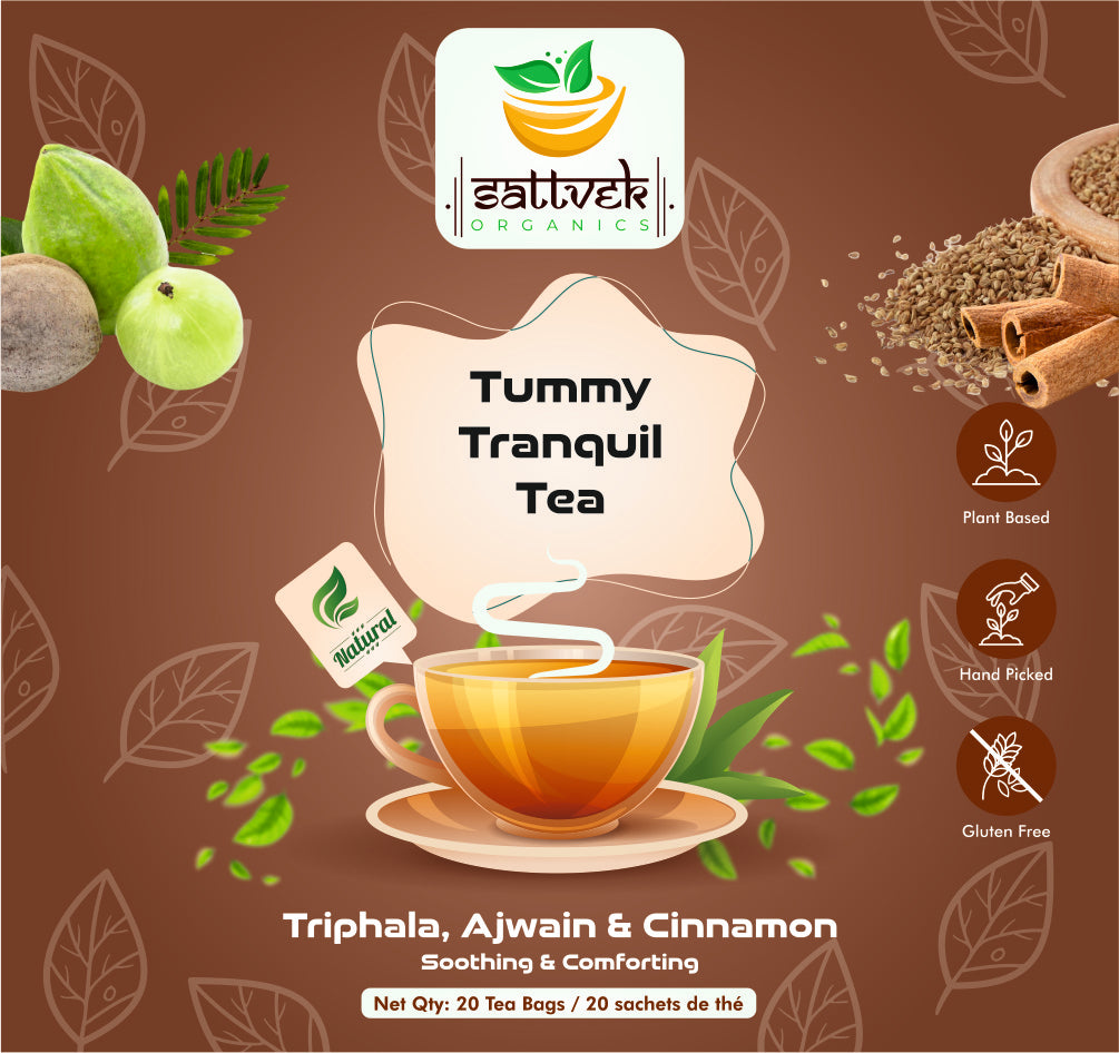 Sattvek Organics Tummy Tranquil Tea - Digestive Wellness Herbal Blend