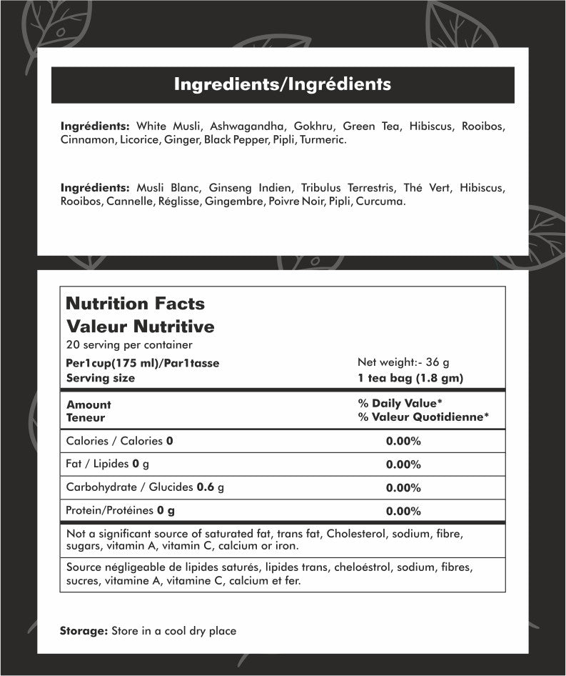 Sattvek Organics AlphaMax Tea - Men's Wellness & Vitality Herbal Blend