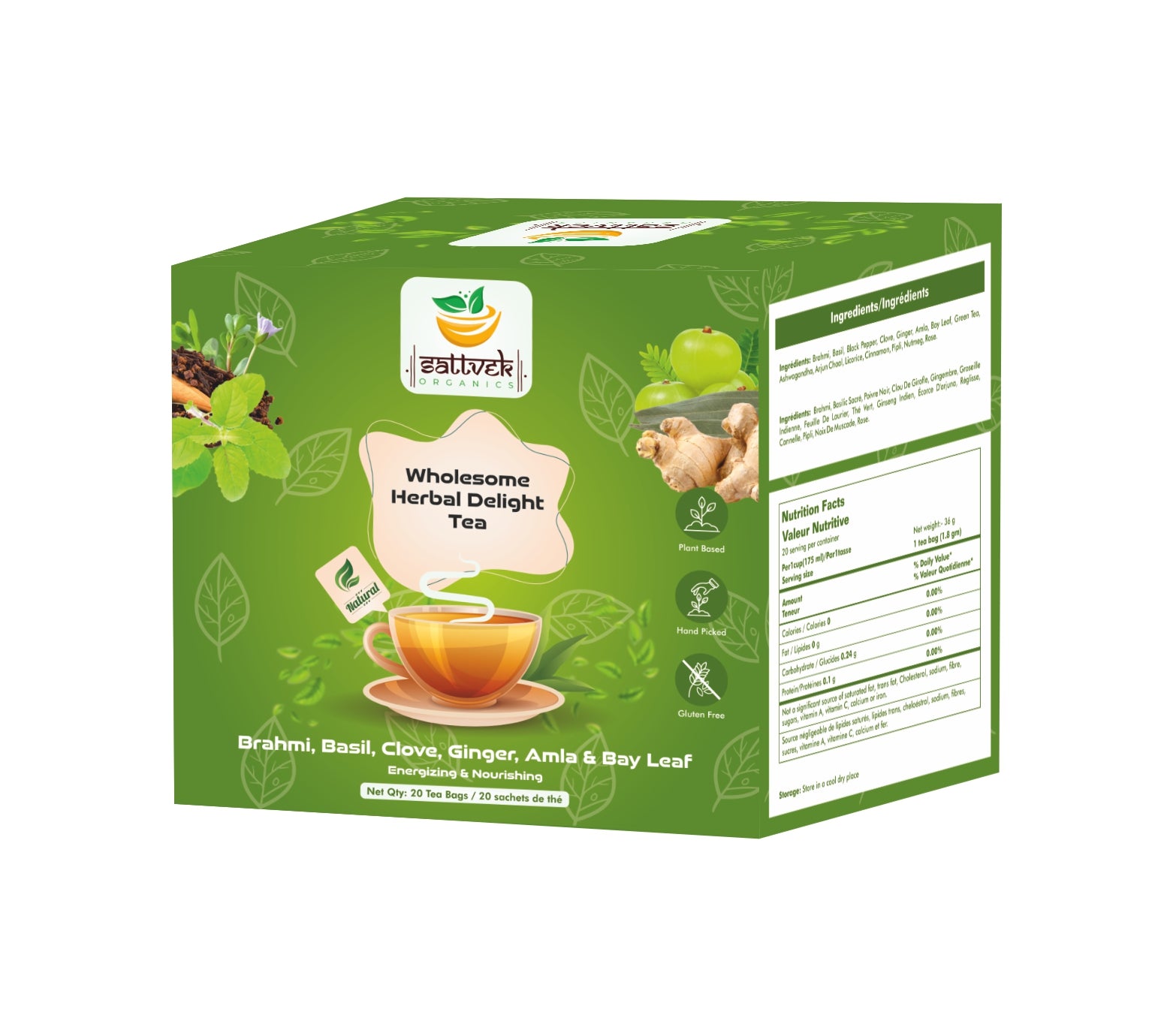 Sattvek Organics Wholesome Herbal Delight Tea - Complete Wellness Herbal  Blend