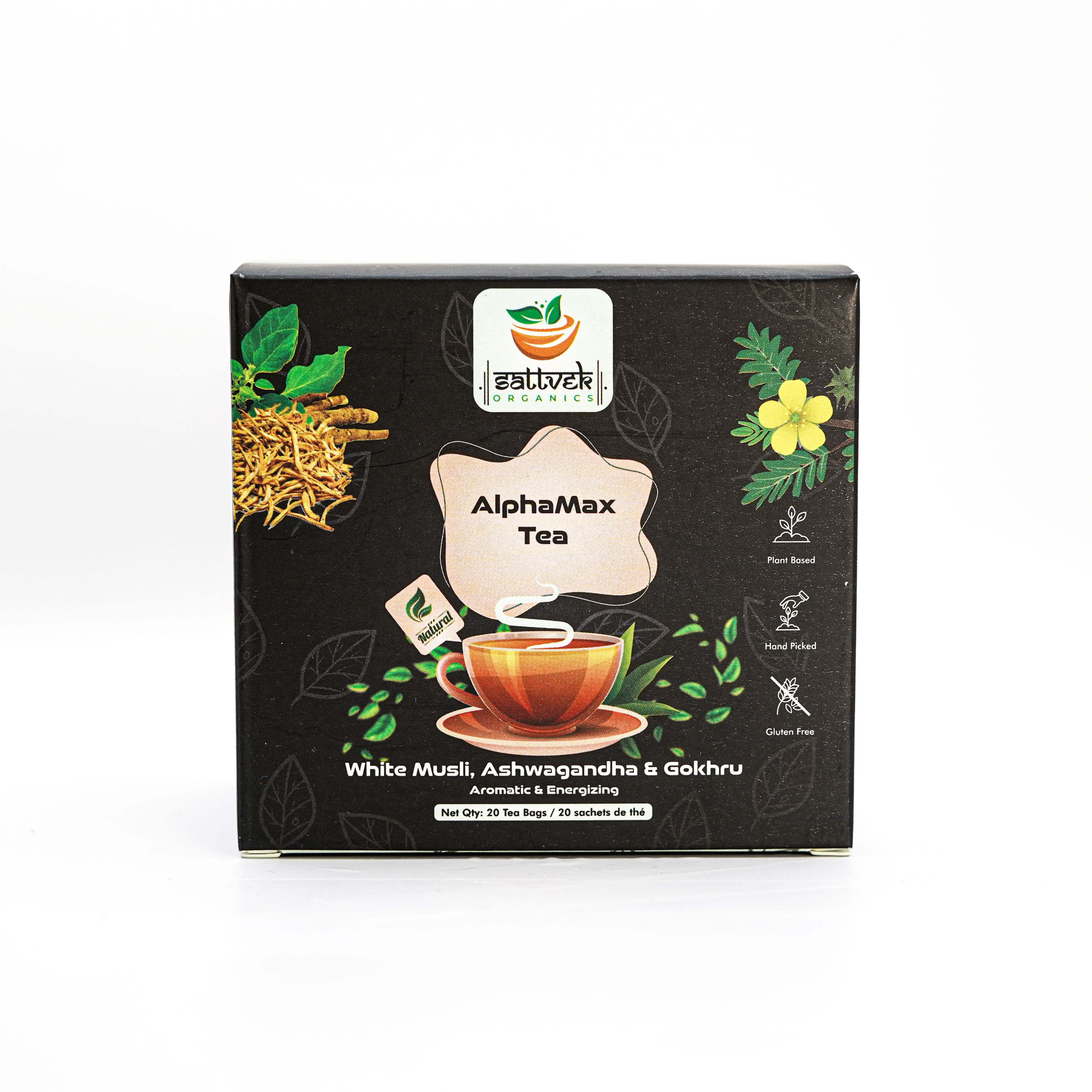 Sattvek Organics AlphaMax Tea - Men's Wellness & Vitality Herbal Blend