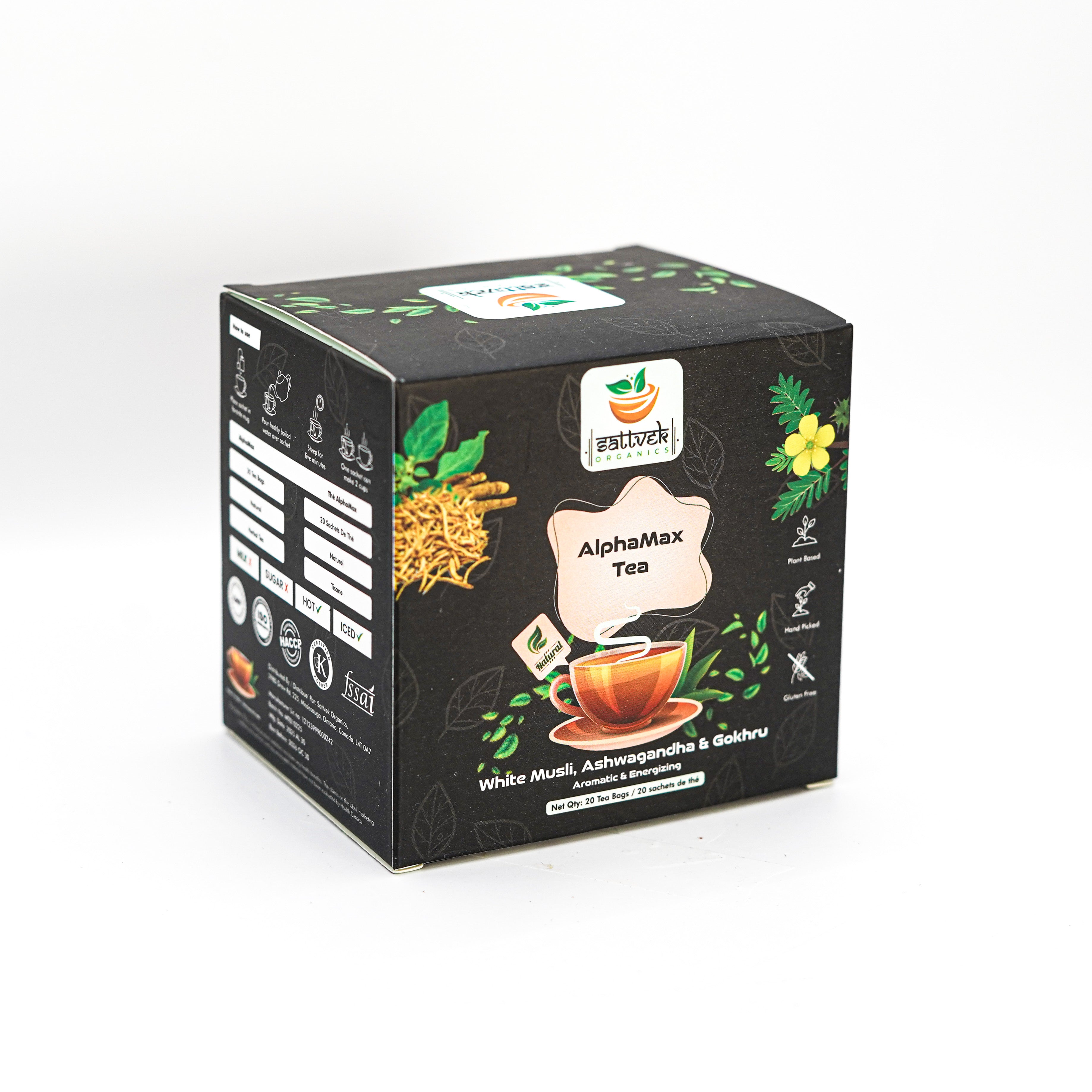 Sattvek Organics AlphaMax Tea - Men's Wellness & Vitality Herbal Blend