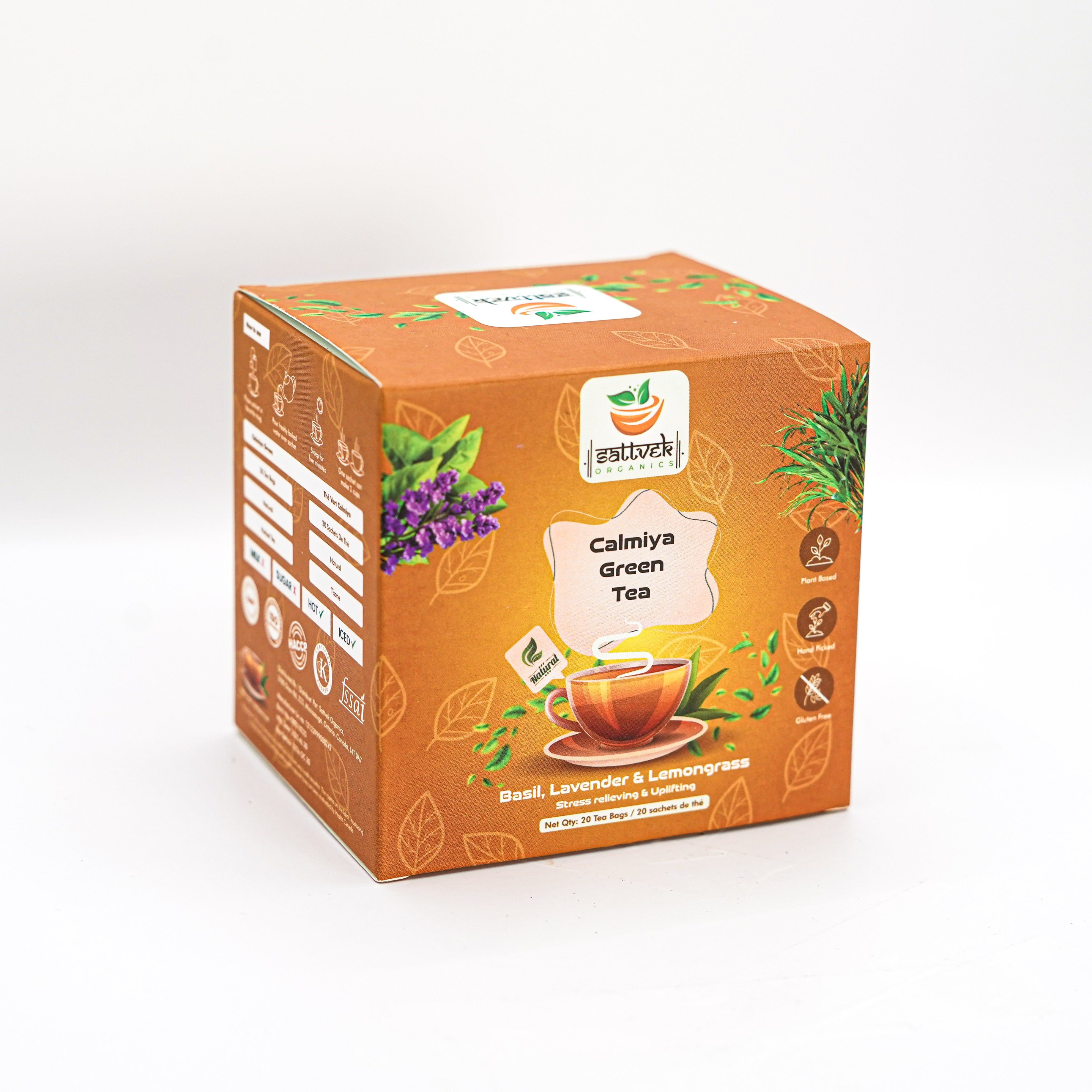 Sattvek Organics Calmiya Green Tea - Stress Relief & Mood Support Herbal  Blend