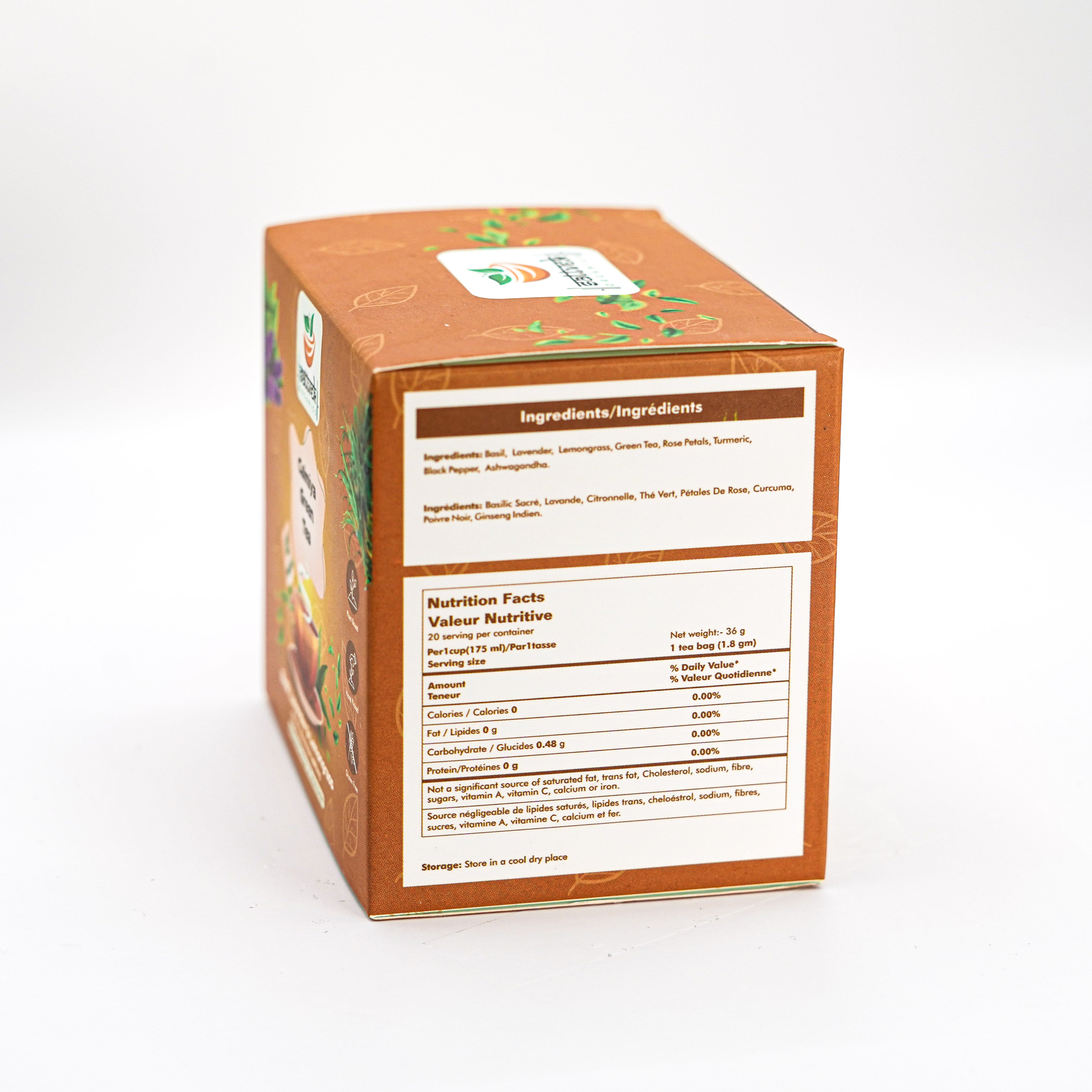 Sattvek Organics Calmiya Green Tea - Stress Relief & Mood Support Herbal  Blend