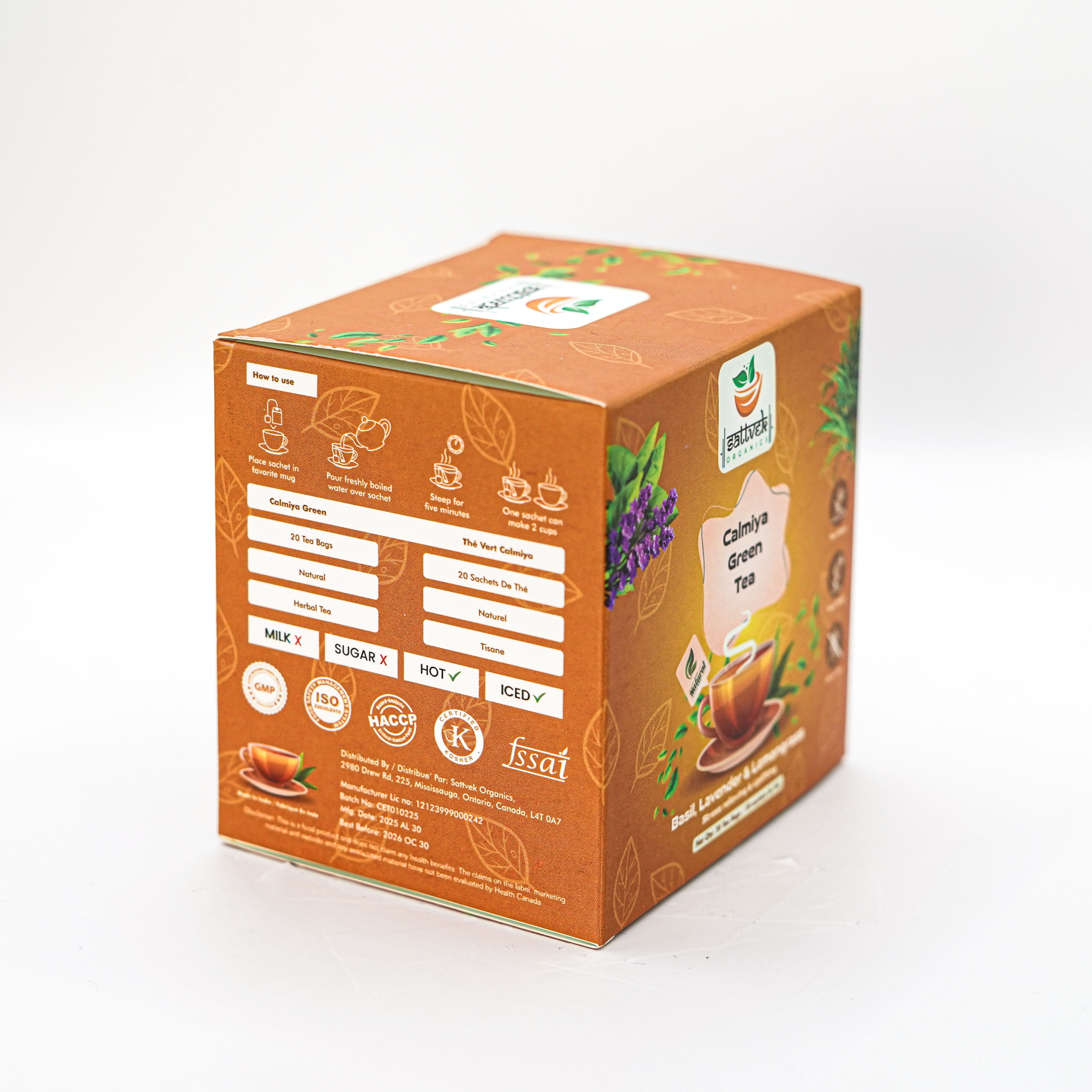 Sattvek Organics Calmiya Green Tea - Stress Relief & Mood Support Herbal  Blend