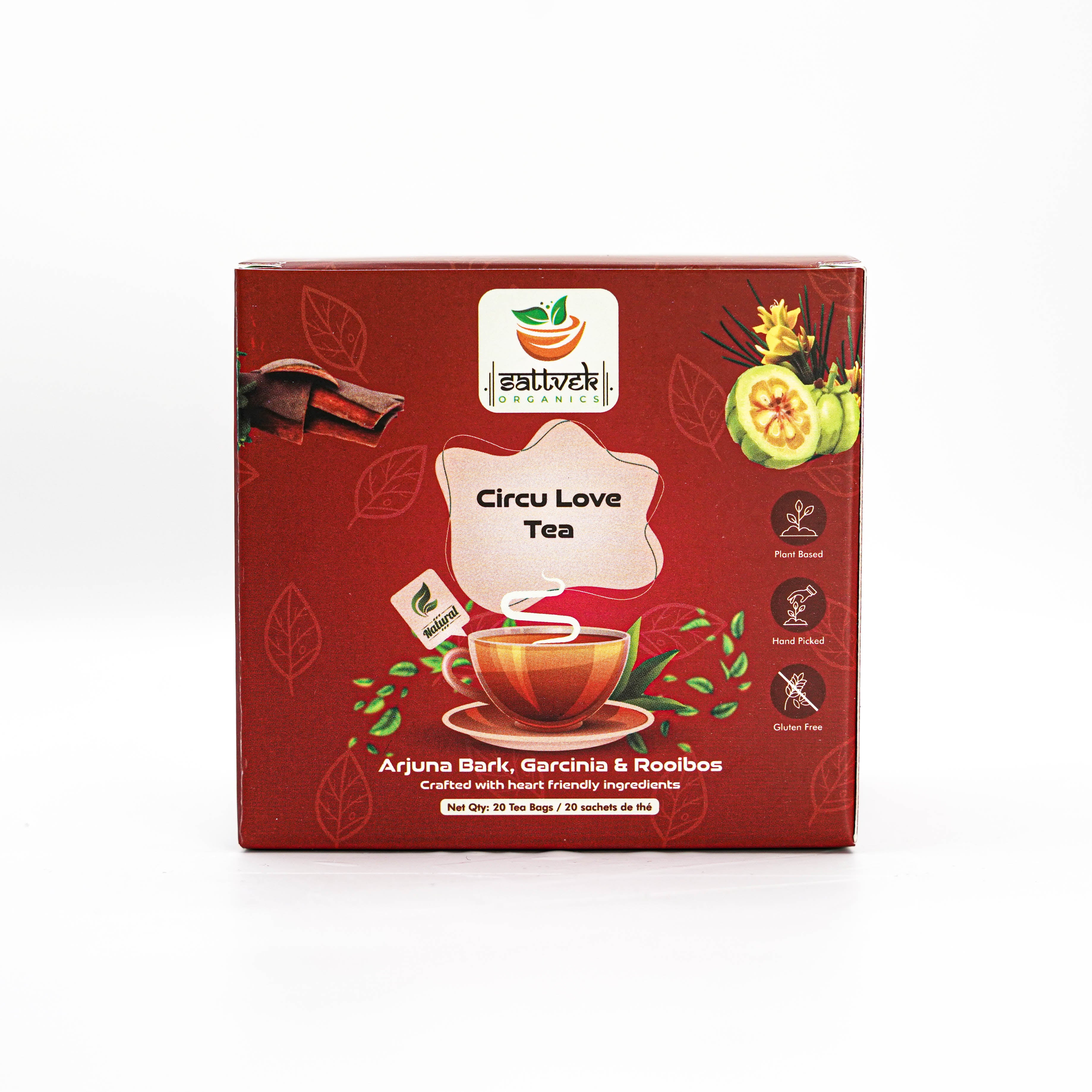 Sattvek Organics CircuLove Tea - Heart Health & Circulation Support Herbal  Blend