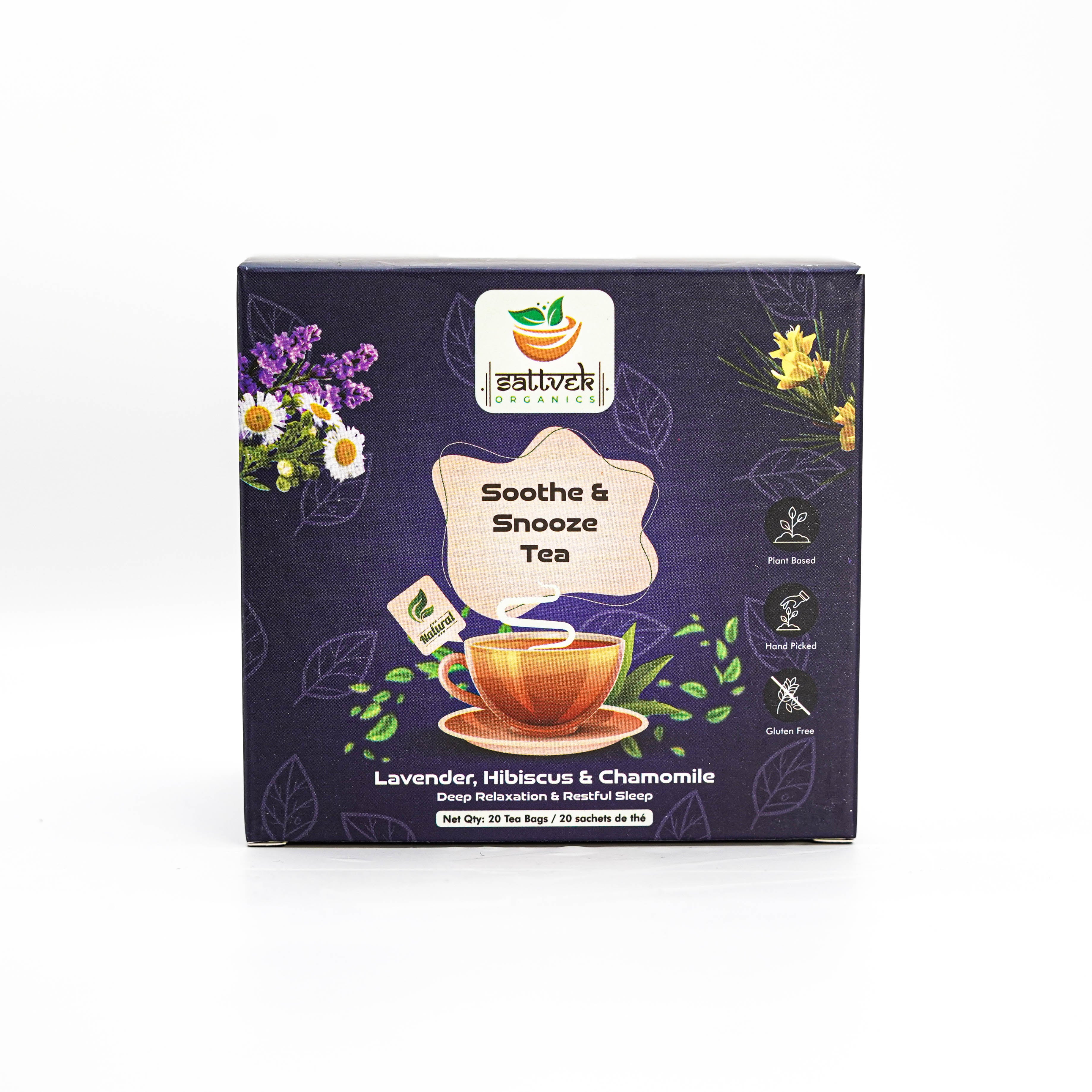 Sattvek Organics Soothe & Snooze Tea - Sleep Support & Relaxation Herbal  Blend