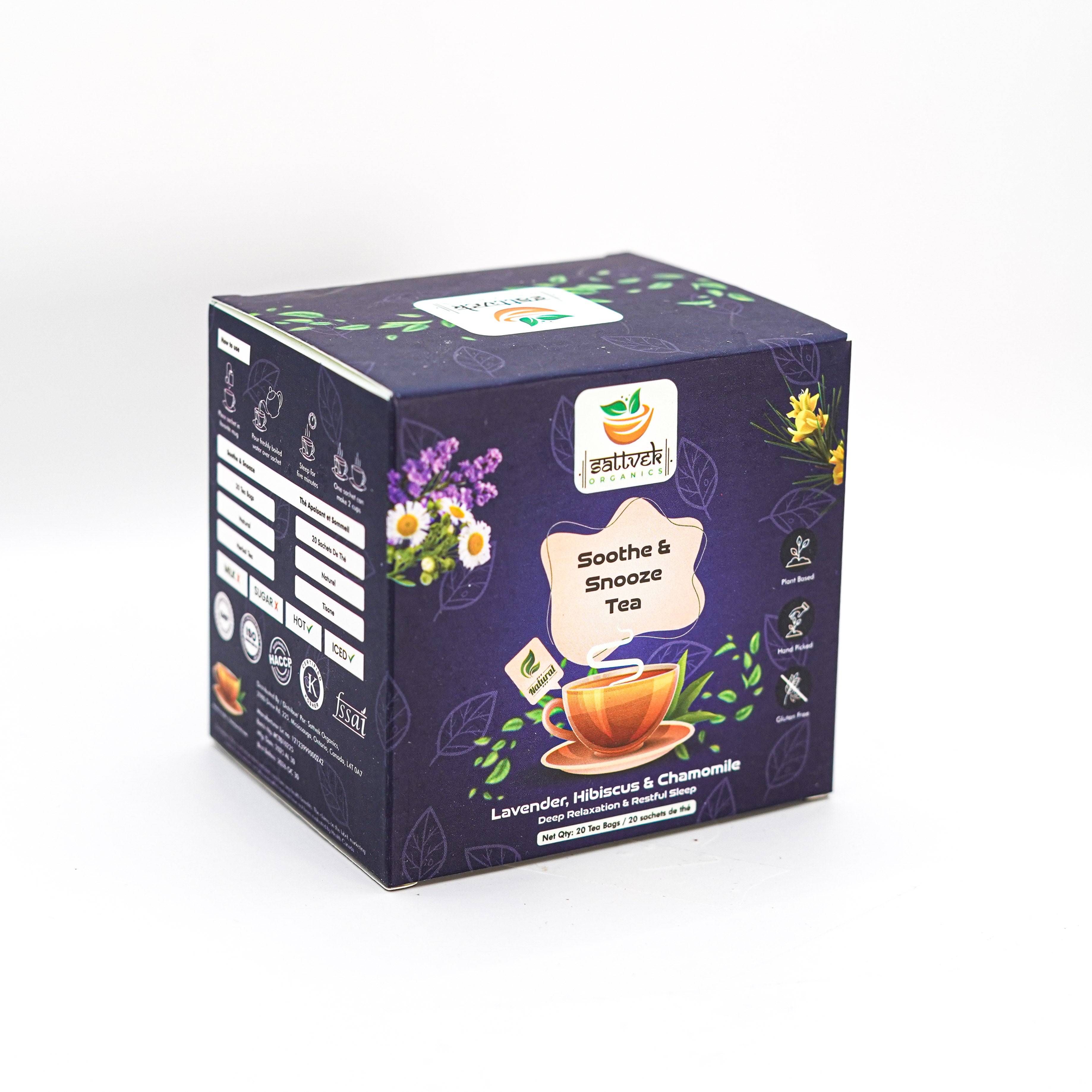 Sattvek Organics Soothe & Snooze Tea - Sleep Support & Relaxation Herbal  Blend