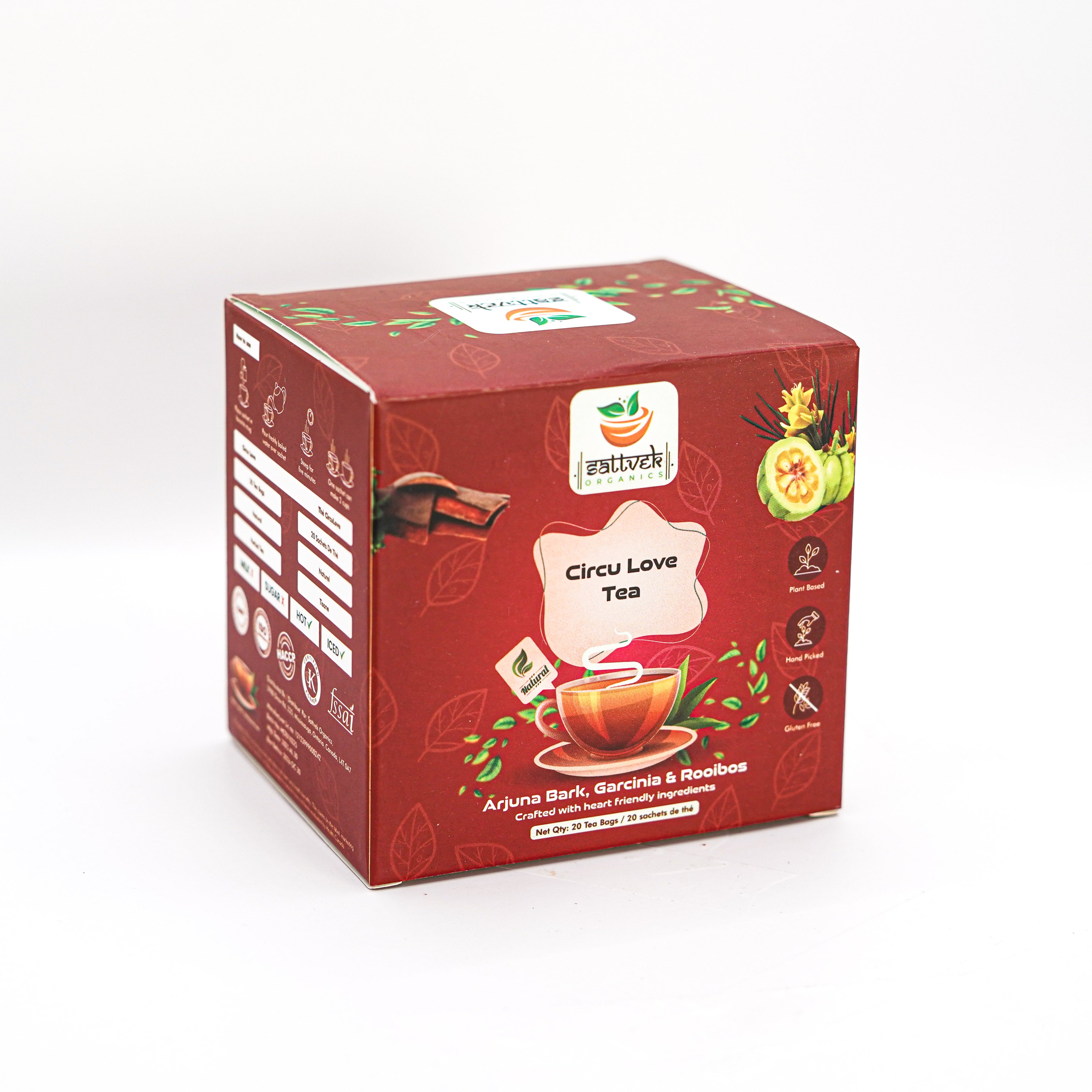 Sattvek Organics CircuLove Tea - Heart Health & Circulation Support Herbal  Blend