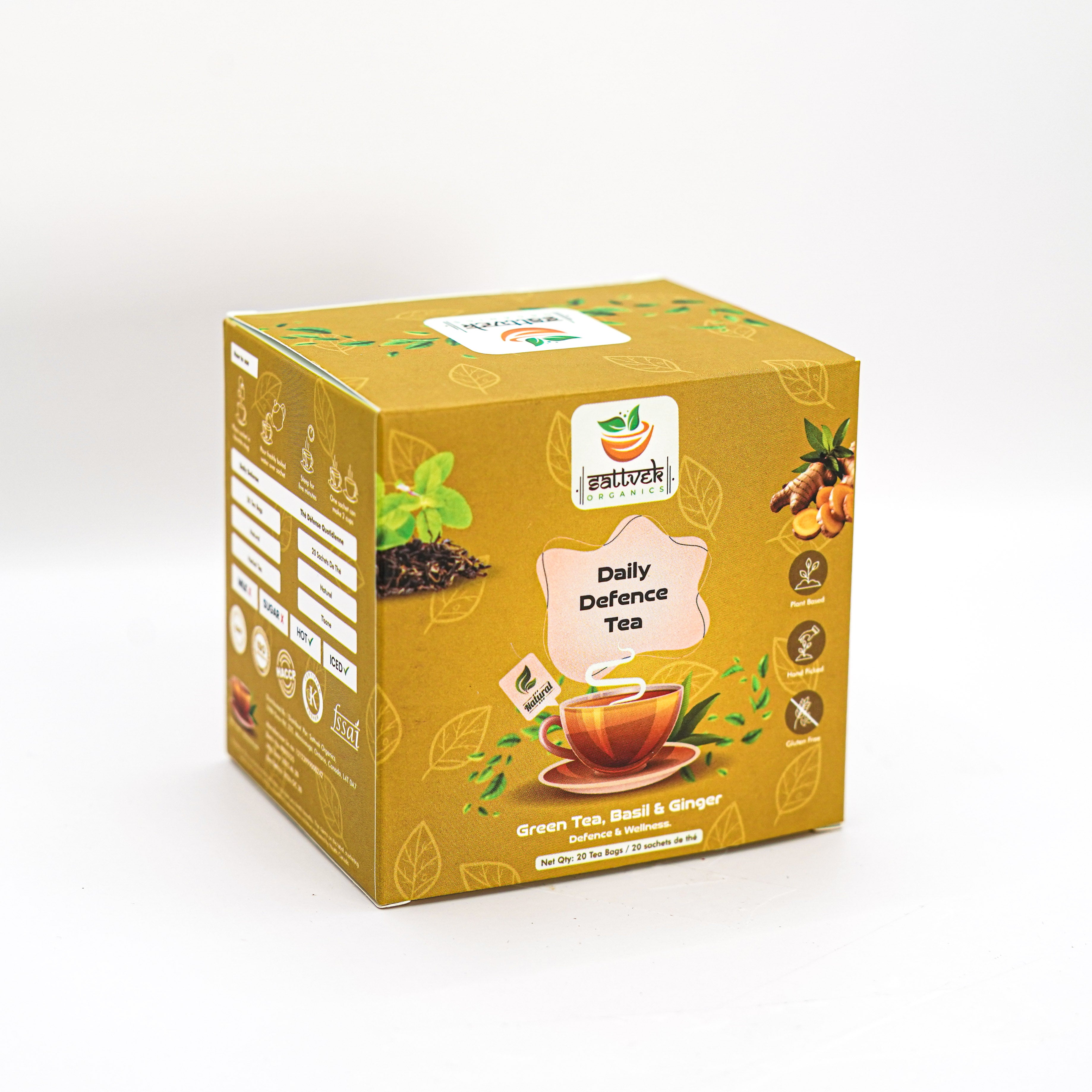 Sattvek Organics Daily Defense Tea - Immunity Support & Vitality Herbal  Blend
