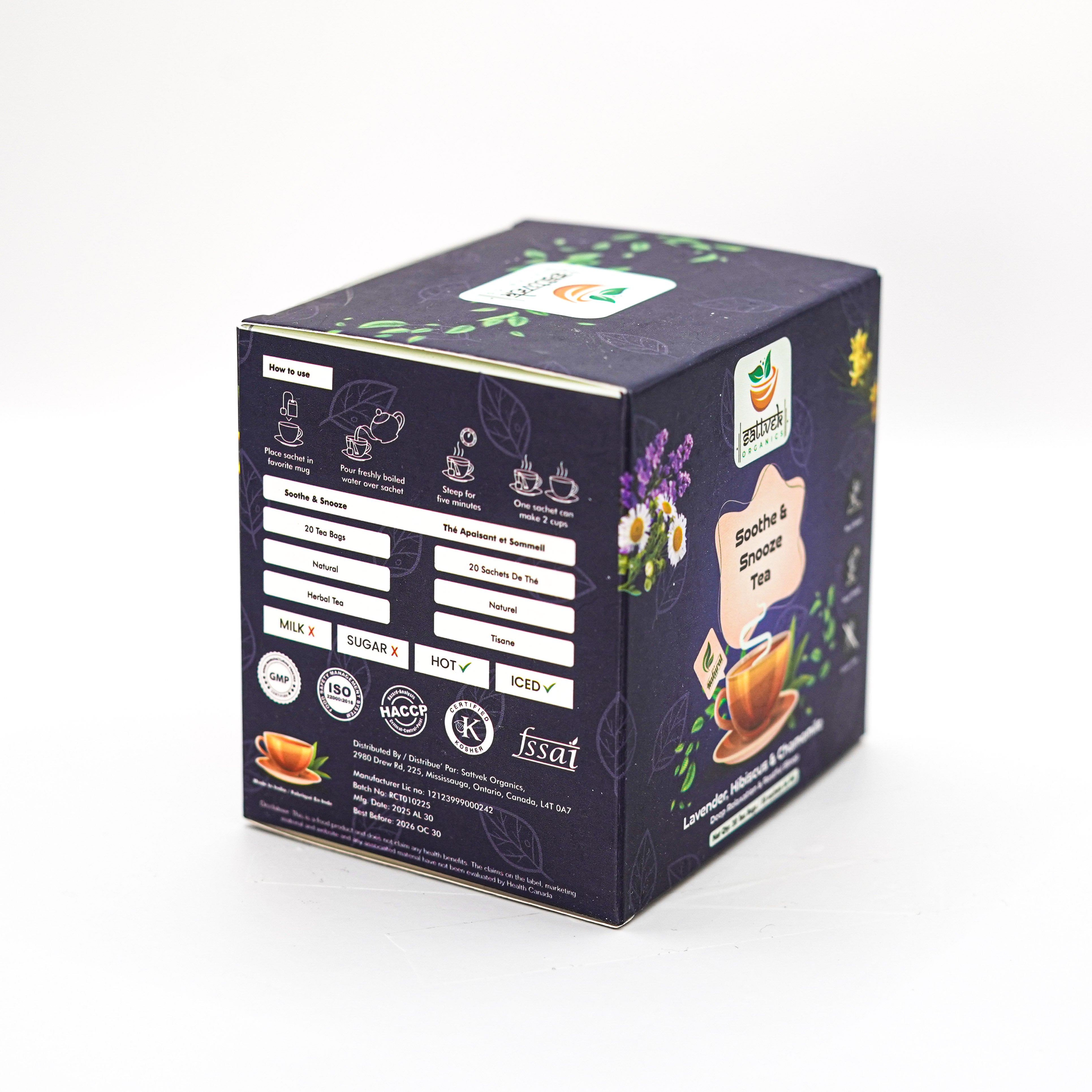 Sattvek Organics Soothe & Snooze Tea - Sleep Support & Relaxation Herbal  Blend