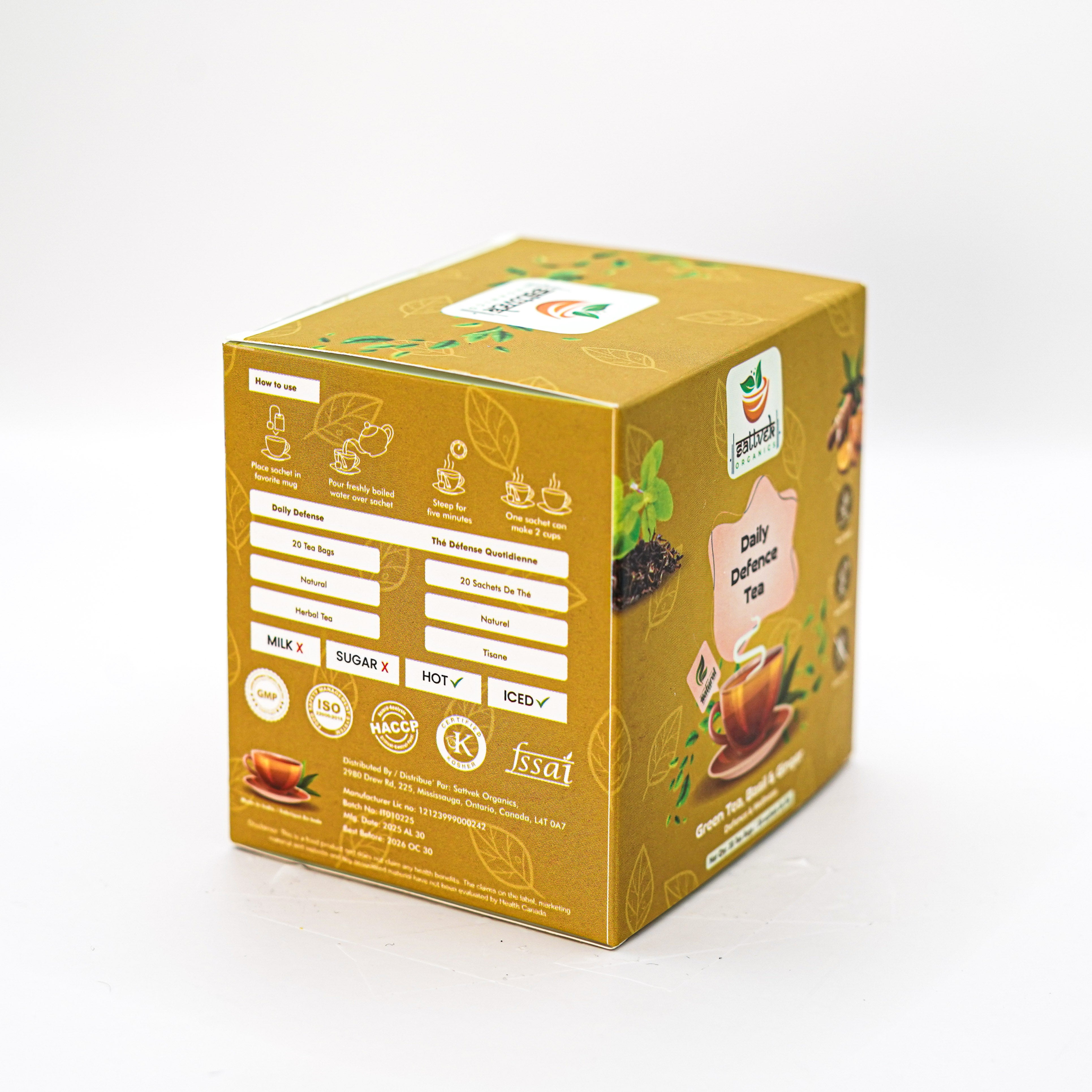 Sattvek Organics Daily Defense Tea - Immunity Support & Vitality Herbal  Blend