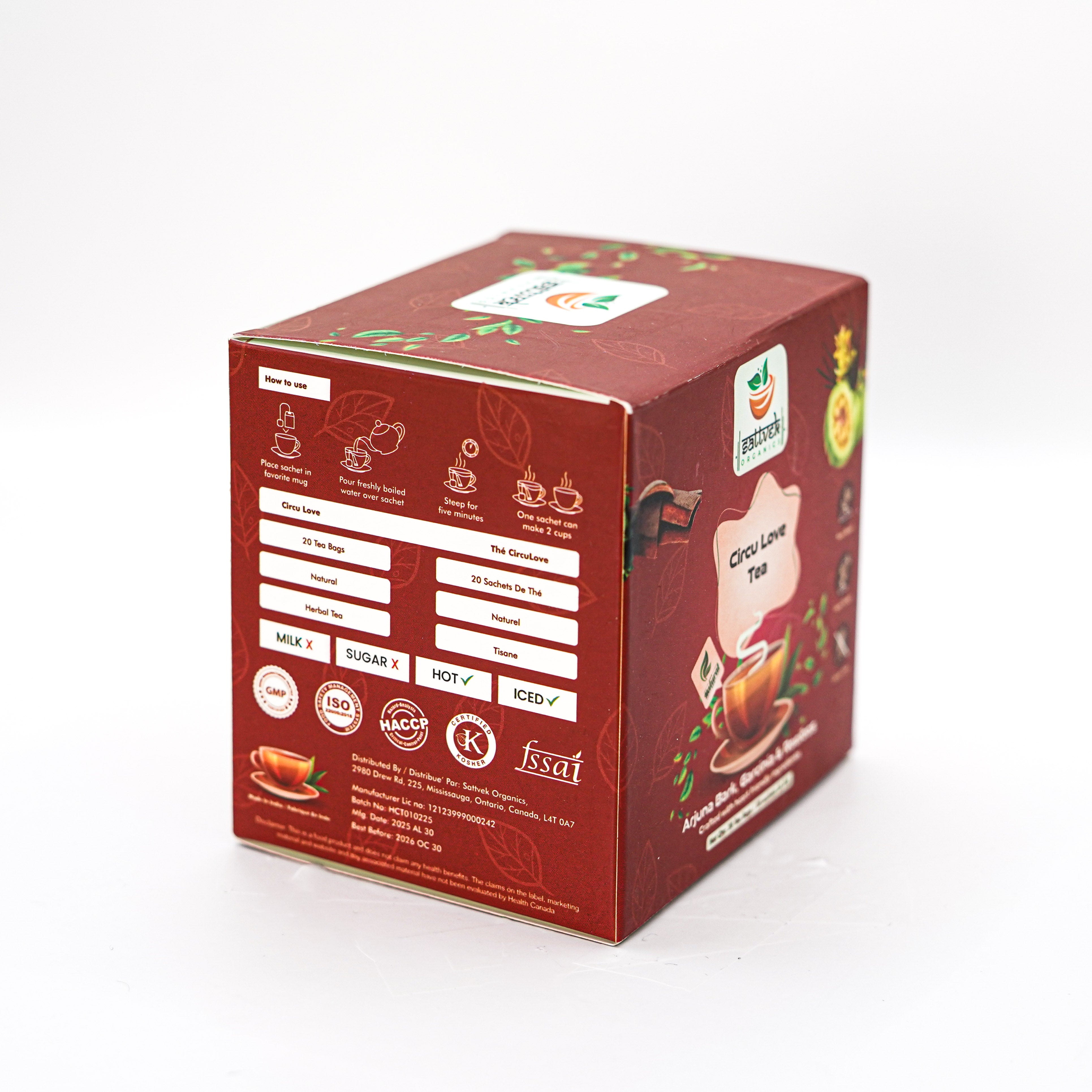 Sattvek Organics CircuLove Tea - Heart Health & Circulation Support Herbal  Blend