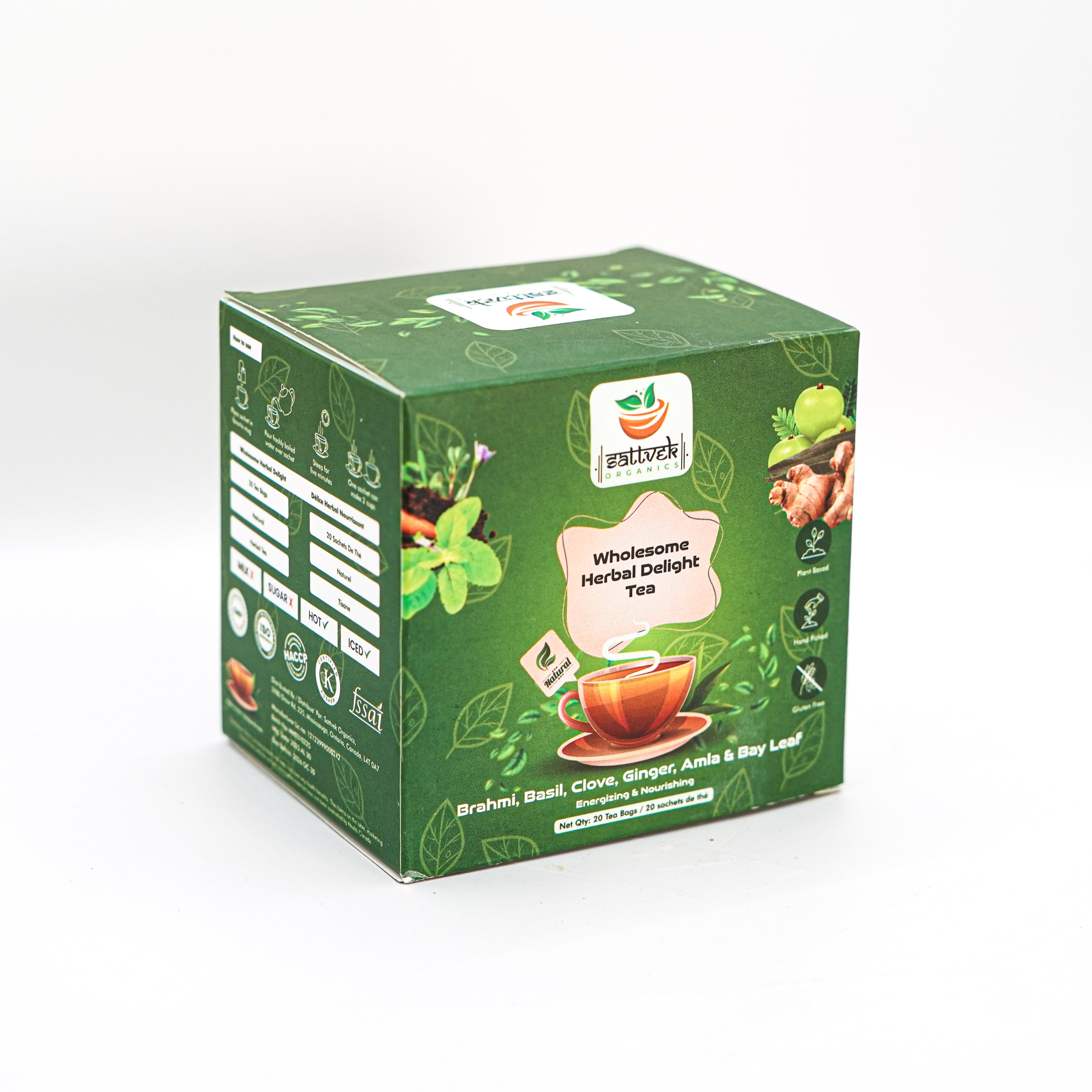 Sattvek Organics Wholesome Herbal Delight Tea - Complete Wellness Herbal  Blend