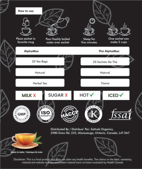 Sattvek Organics AlphaMax Tea - Men's Wellness & Vitality Herbal Blend
