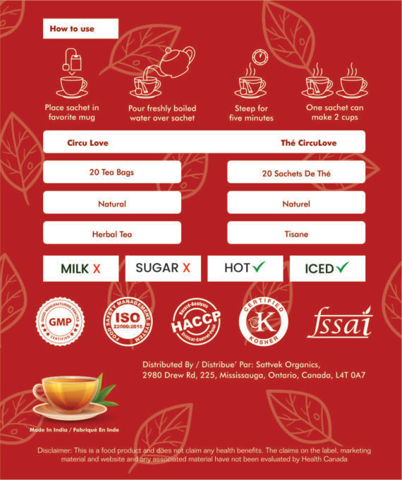 Sattvek Organics CircuLove Tea - Heart Health & Circulation Support Herbal  Blend