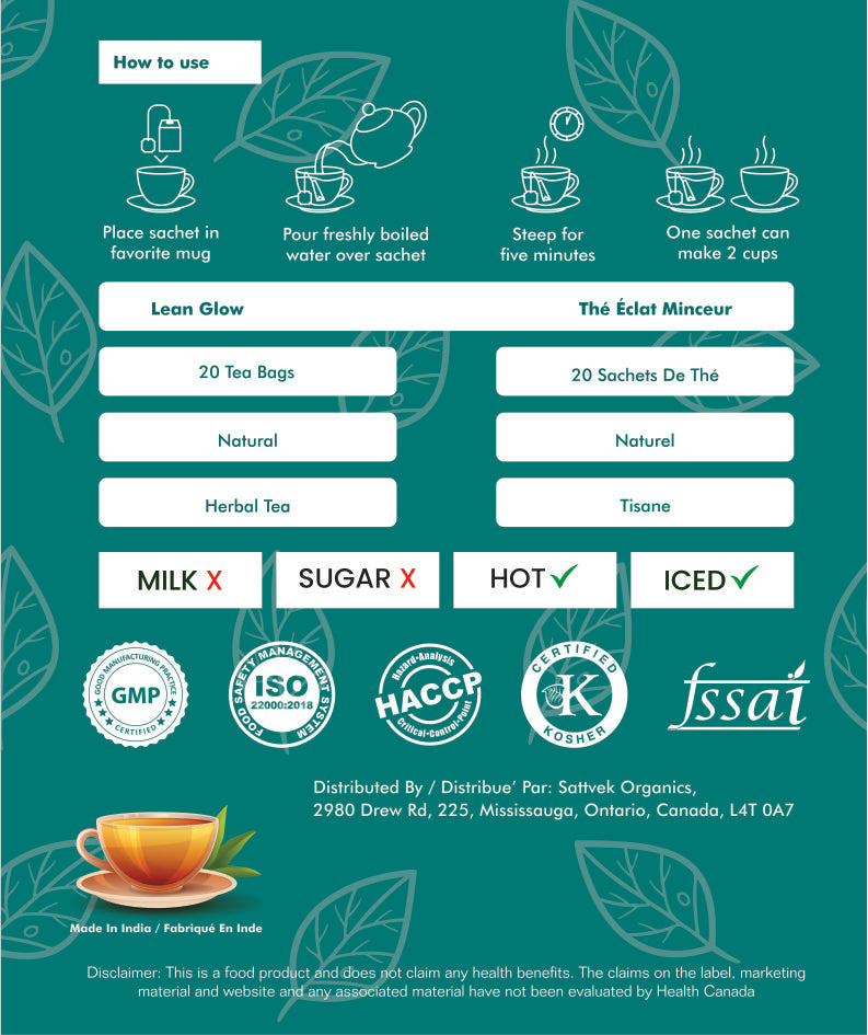 Sattvek Organics Lean Glow Tea - Wellness & Energy Herbal Blend