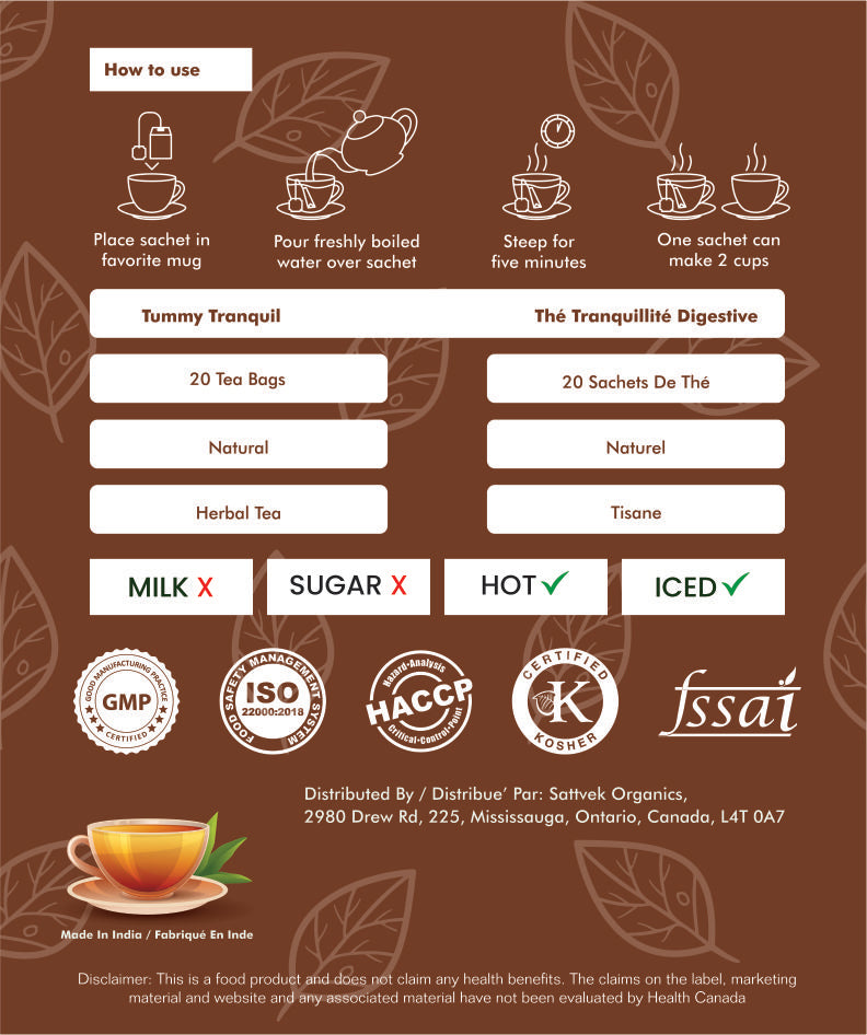 Sattvek Organics Tummy Tranquil Tea - Digestive Wellness Herbal Blend