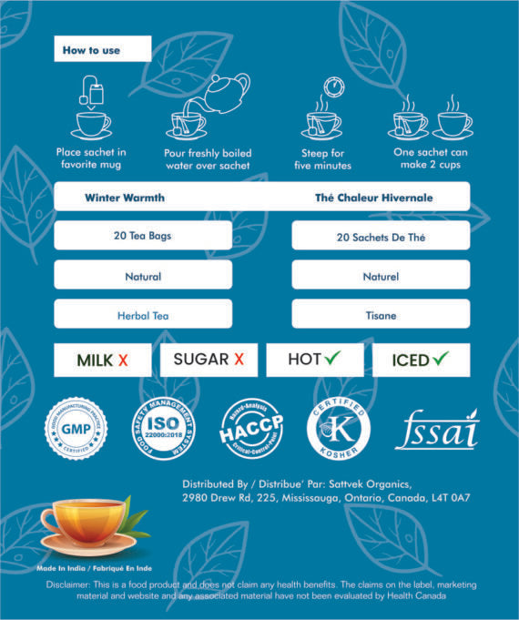 Sattvek Organics Winter Warmth Tea - Herbal Blend for Seasonal  Comfort