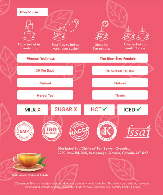 Sattvek Organics Women Wellness Tea - Complete Feminine Health Herbal Blend