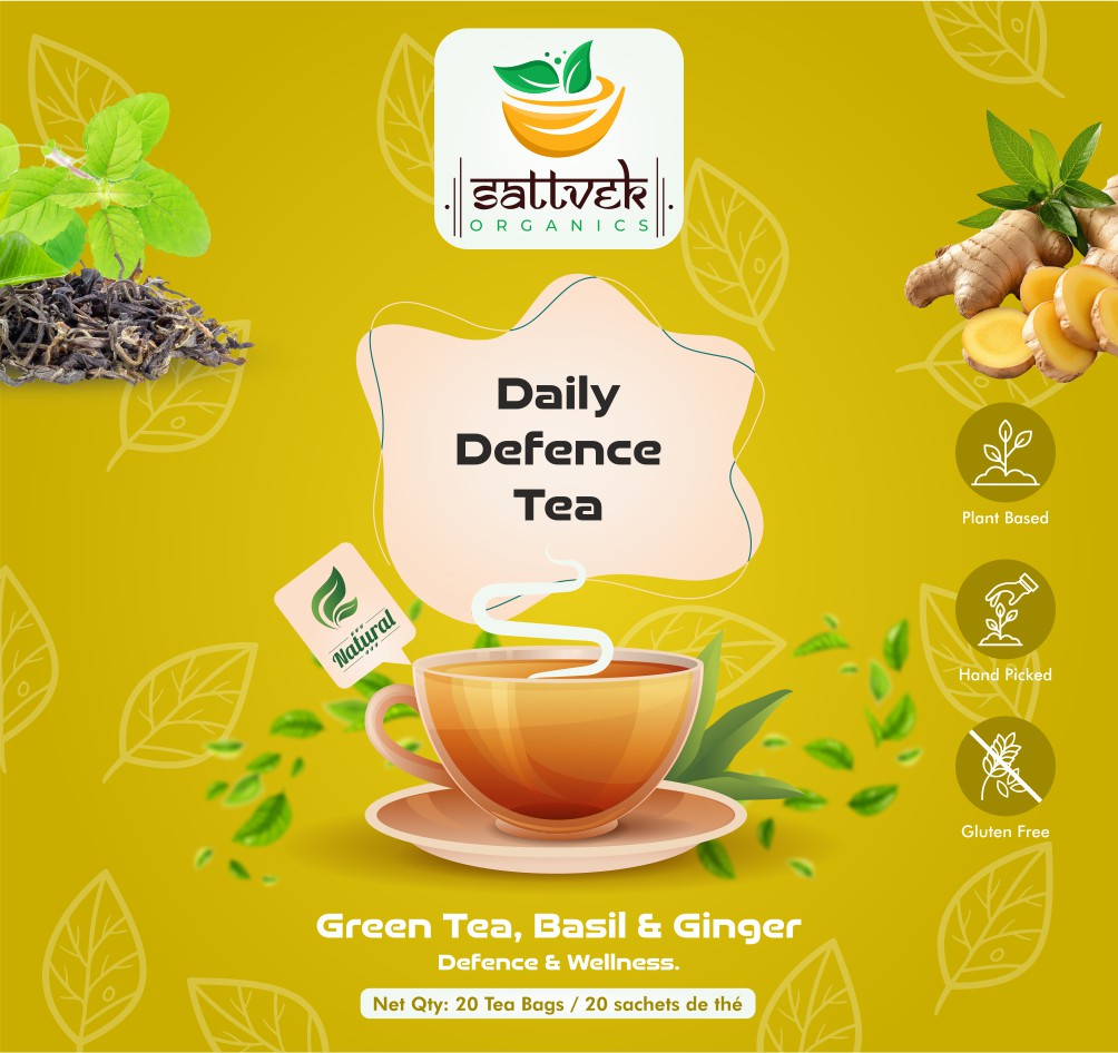 Sattvek Organics Daily Defense Tea - Immunity Support & Vitality Herbal  Blend